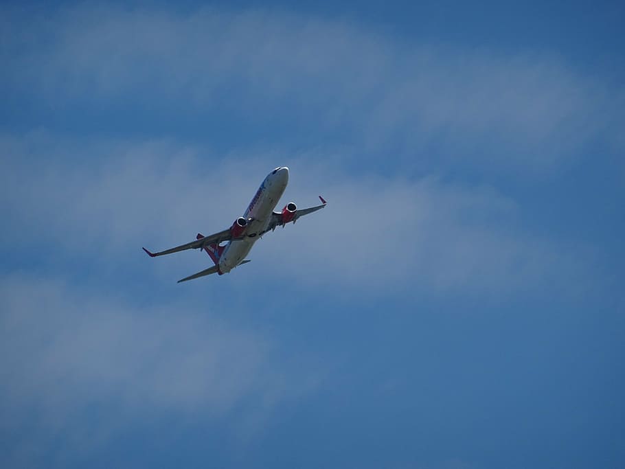 aircraft, start, departure, clouds, sky, passenger machine HD wallpaper