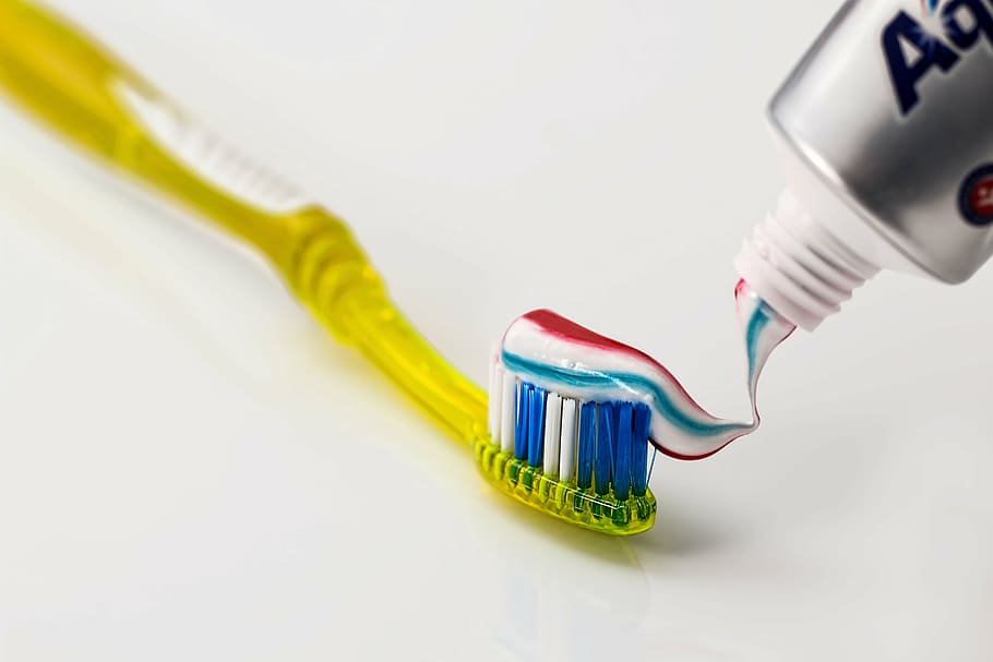 yellow plastic toothbrush, toothpaste, dental care, clean, dentist, HD wallpaper