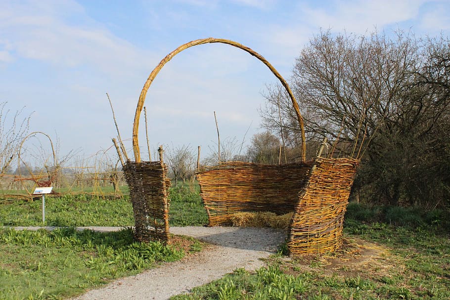 basket, pasture, braid, nature, plant, sky, field, day, no people HD wallpaper