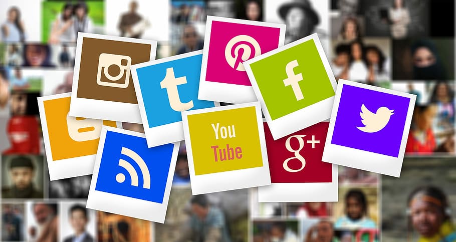 assorted social media icons, human, google, pinterest, pattern, HD wallpaper