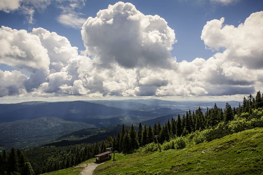 mountain, mountains, bavarian forest, summit, rock, mountaineering HD wallpaper