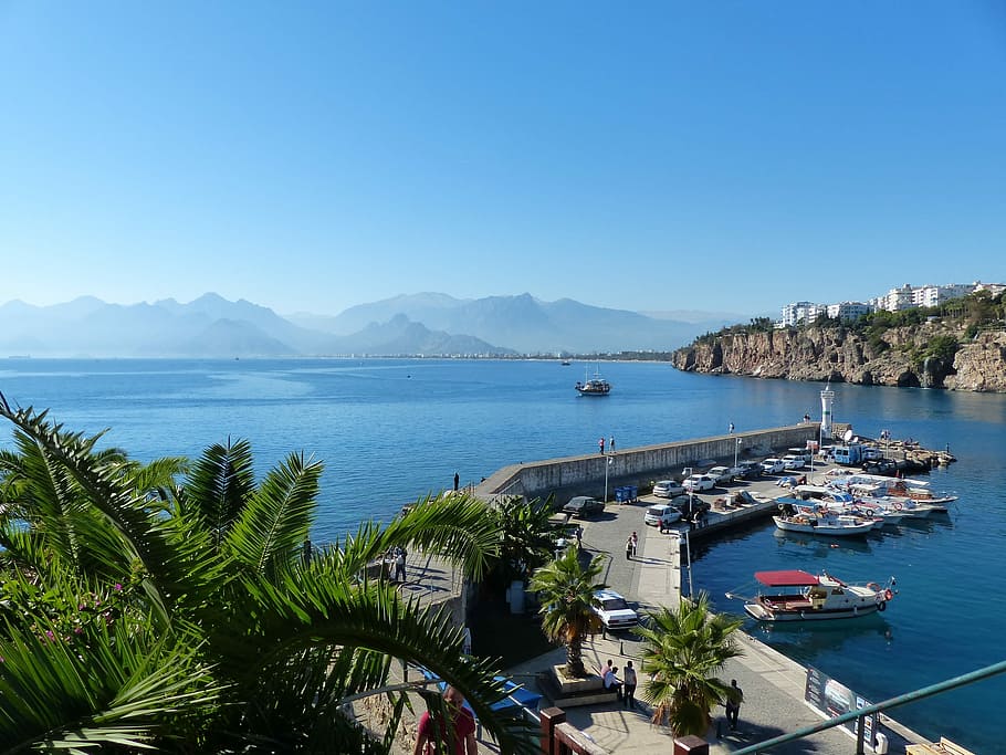 yacht docked, Turkey, Antalya, Outlook, turkish riviera, coast, HD wallpaper