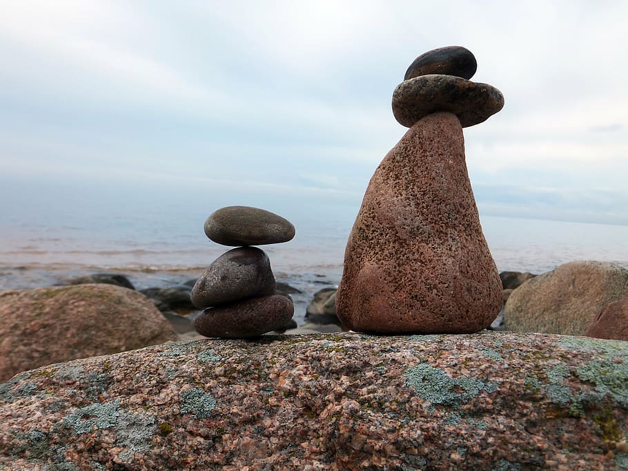 sea, stone, water, rock - Object, pebble, stone - Object, nature HD wallpaper