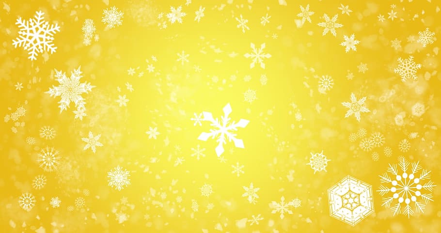 snowflake illustration with yellow background, snowflakes, the background, HD wallpaper