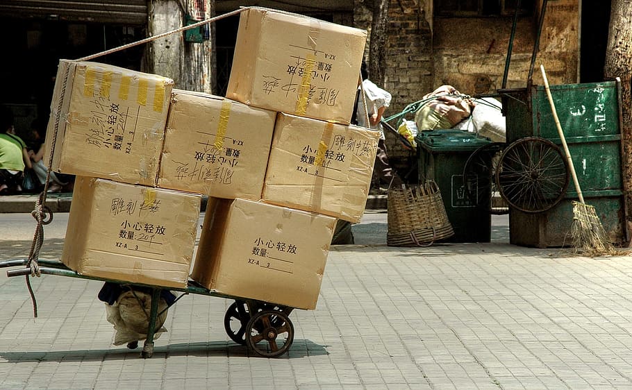 Carton, Packaging, China, cardboard box, industry, warehouse HD wallpaper
