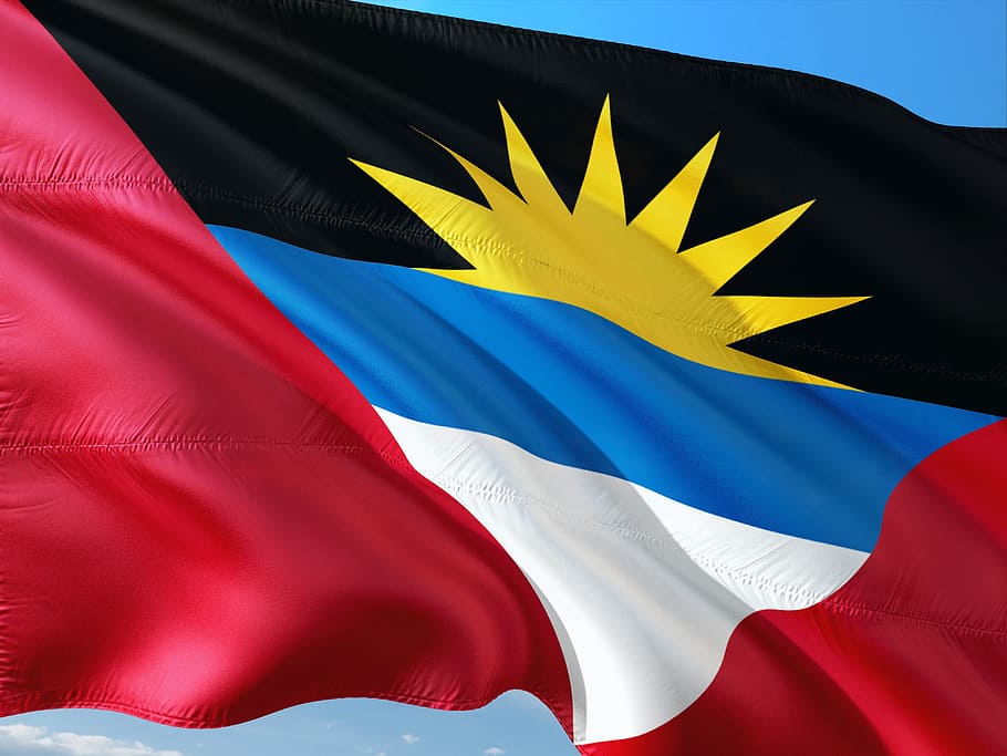 international, flag, antigua-and-barbuda, patriotism, red, yellow, HD wallpaper