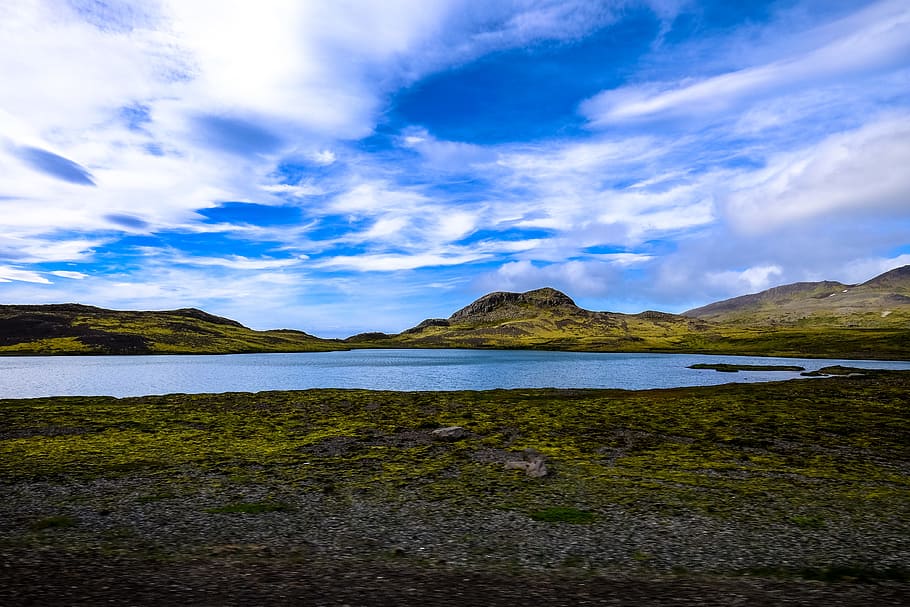 landscape, mountains, nature, sky, bay, clouds, daylight, grass HD wallpaper