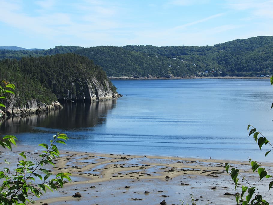 saguenay, tide low, fjord, river, mountain, nature, landscape, HD wallpaper