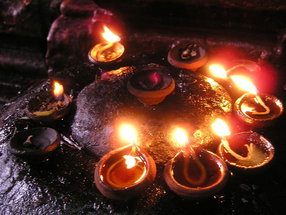 candles with lights, Prayer, Fire, prayer candles, faith, india HD wallpaper