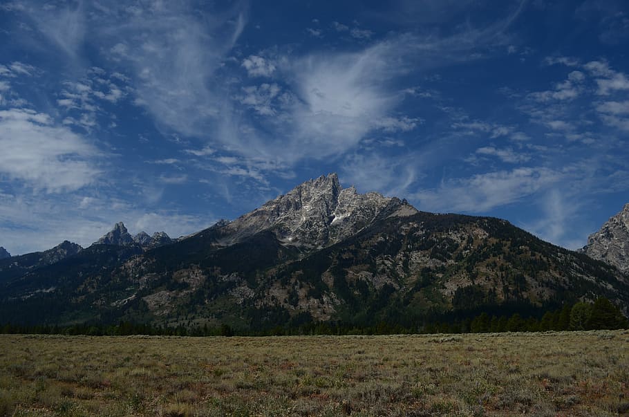 gray mountain during daytime, bottom view of brown mountain, cloud HD wallpaper