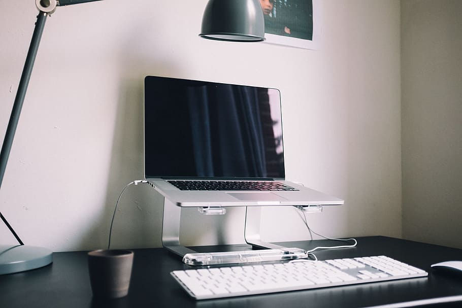 Laptop desktop with cup of coffee, lifestyle, objects, computer HD wallpaper