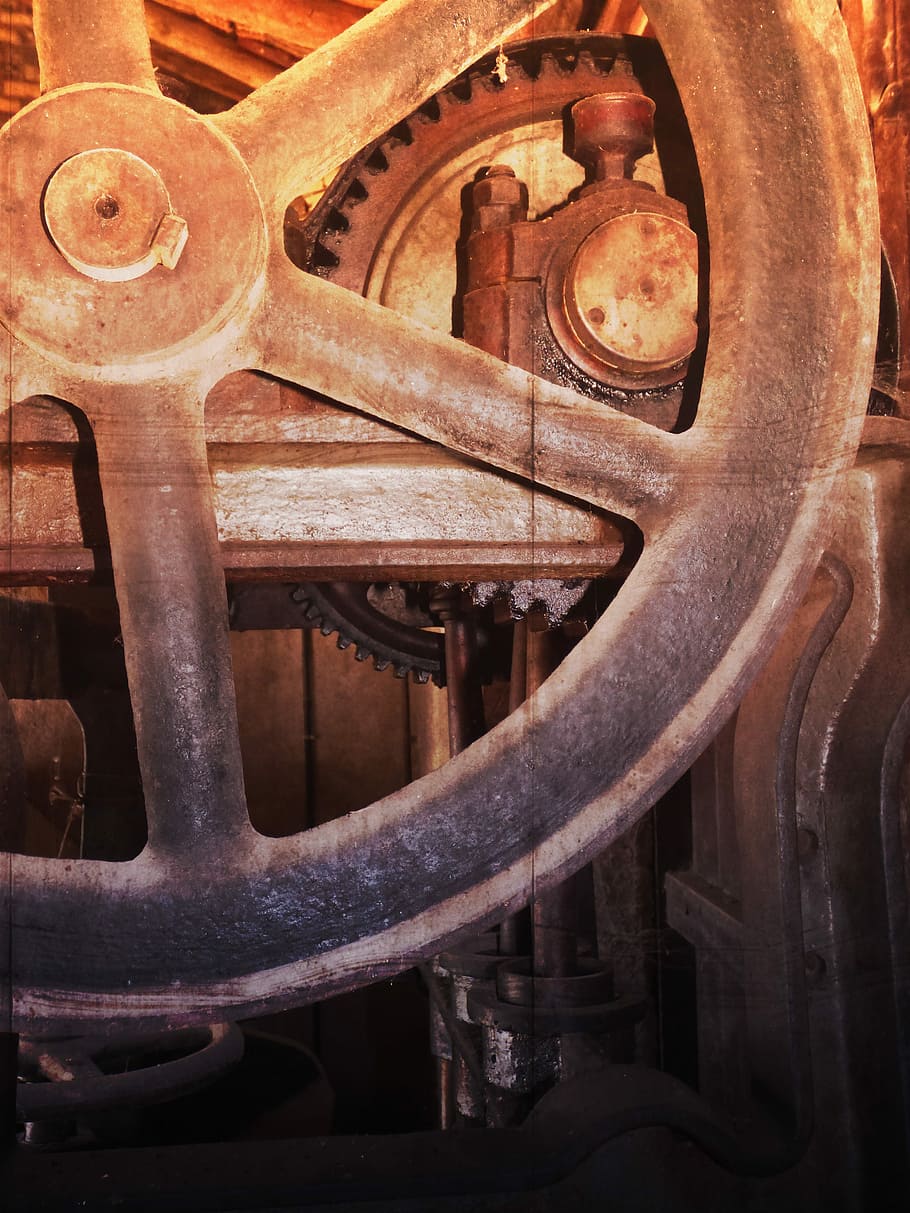Machine, Wheel, Gear, Mechanism, sprockets, old, vintage, rusty HD wallpaper