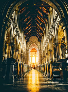 aisle, arch, architecture, building, cathedral, ceiling, church HD wallpaper