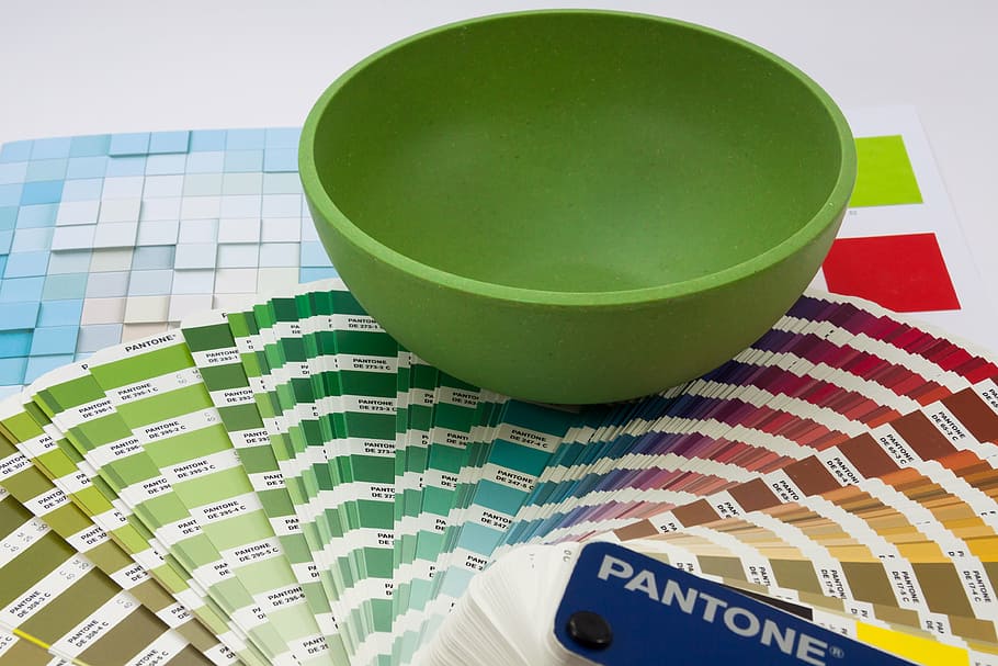 green plastic bowl on multicolored card lot, natural material HD wallpaper