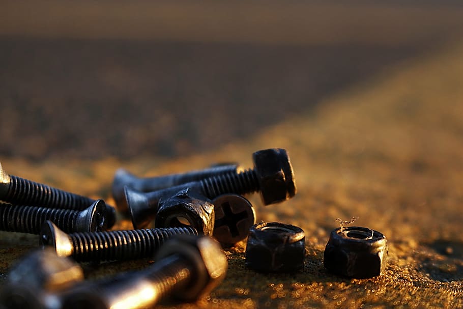 bolts, hardware, metal, selective focus, close-up, no people HD wallpaper