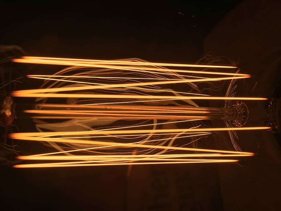 Light, steelwol photography, reflection, lines, orange, motion HD wallpaper