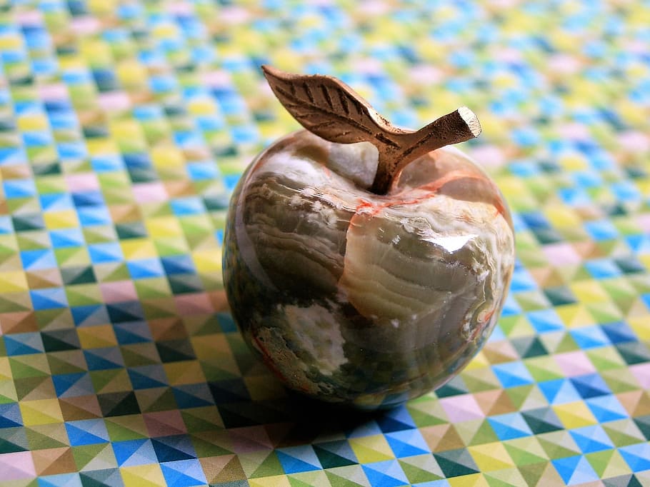 fruit, agate, stone, apple, color, closeup, model, nature, natural HD wallpaper