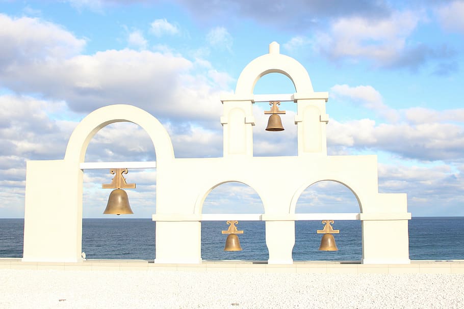 beach shoot three, santorini's square, arch, cloud - sky, travel destinations HD wallpaper