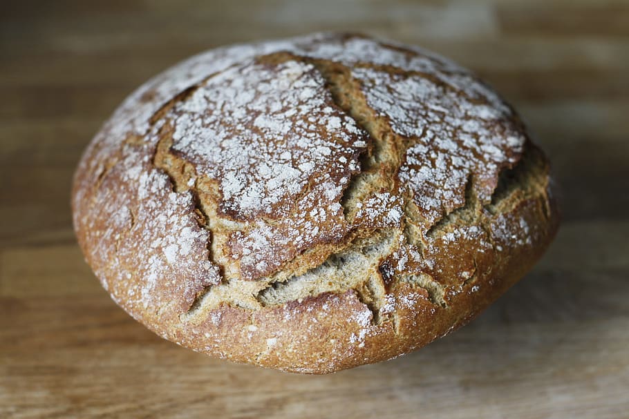 bread on top of table, flour, rye, home made, kitchen, spelt HD wallpaper