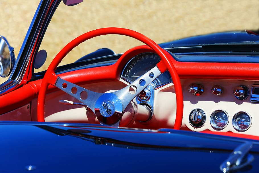corvette, car, steering wheel, chrome, land Vehicle, luxury HD wallpaper