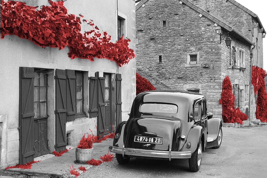 auto, old, traction, citroen, oldtimer, france, chateauneuf HD wallpaper