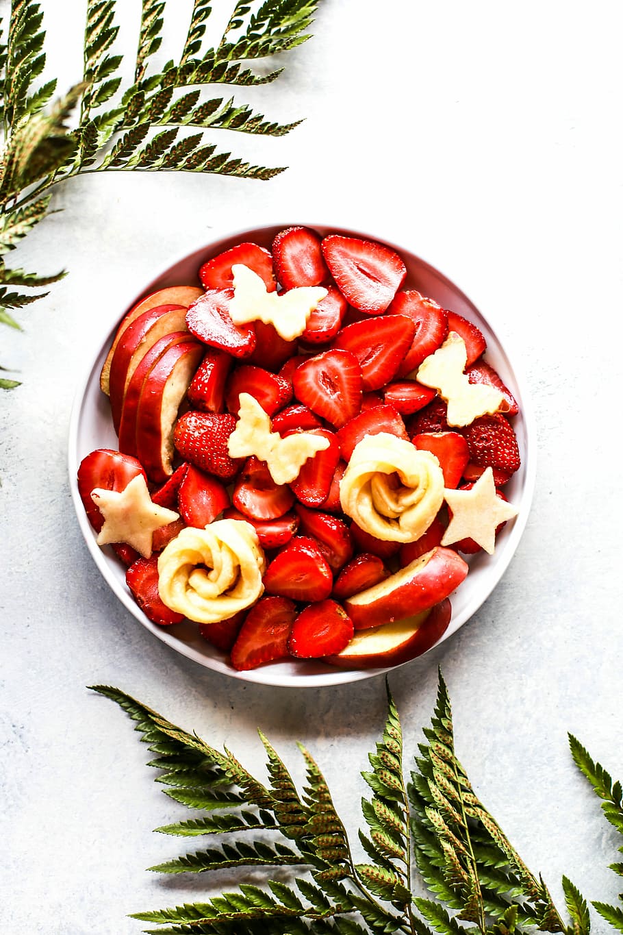 HD wallpaper: Fruit bowl, apple, apples, berries, berry, strawberries