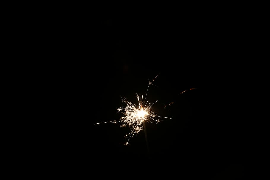 lighted sparkler, firework, fire work, dark, celebration, illuminated HD wallpaper