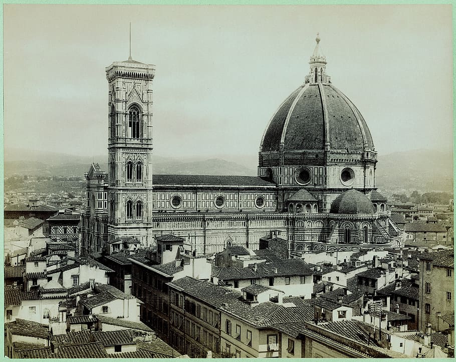 grayscale aerial photography of cathedral, old, old recording, HD wallpaper