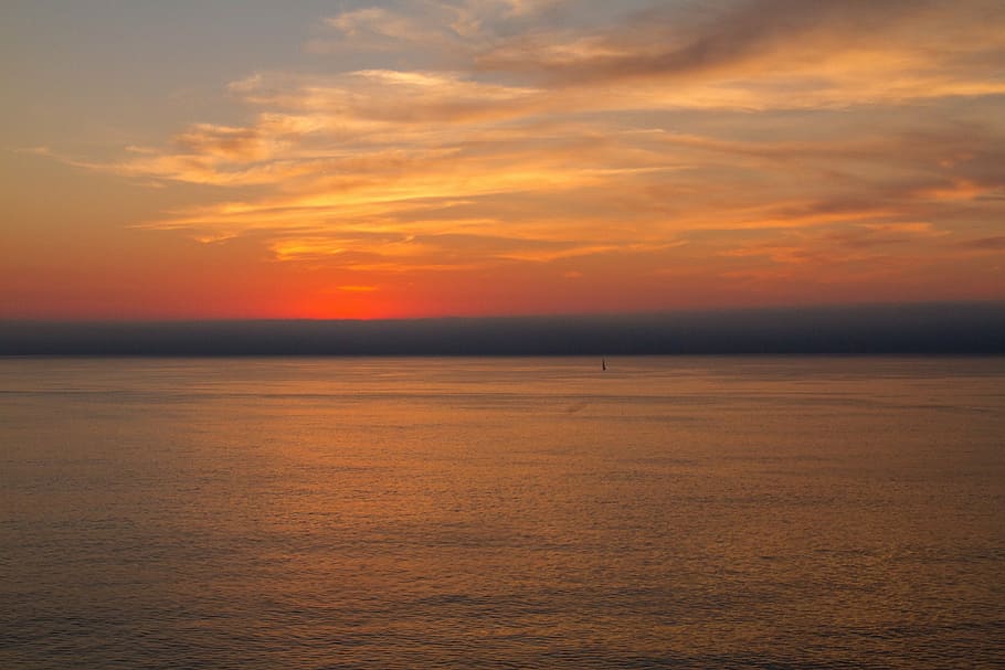 sky, sunset, evening sky, red, abendstimmung, more, portugal HD wallpaper