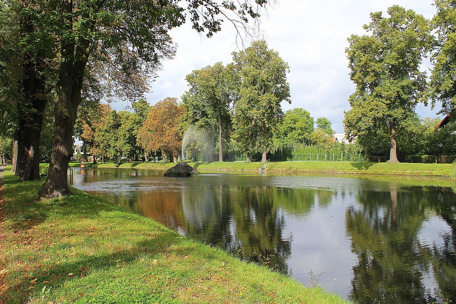 landscape, nature, pond, tree, view, end of the summer, spacer HD wallpaper