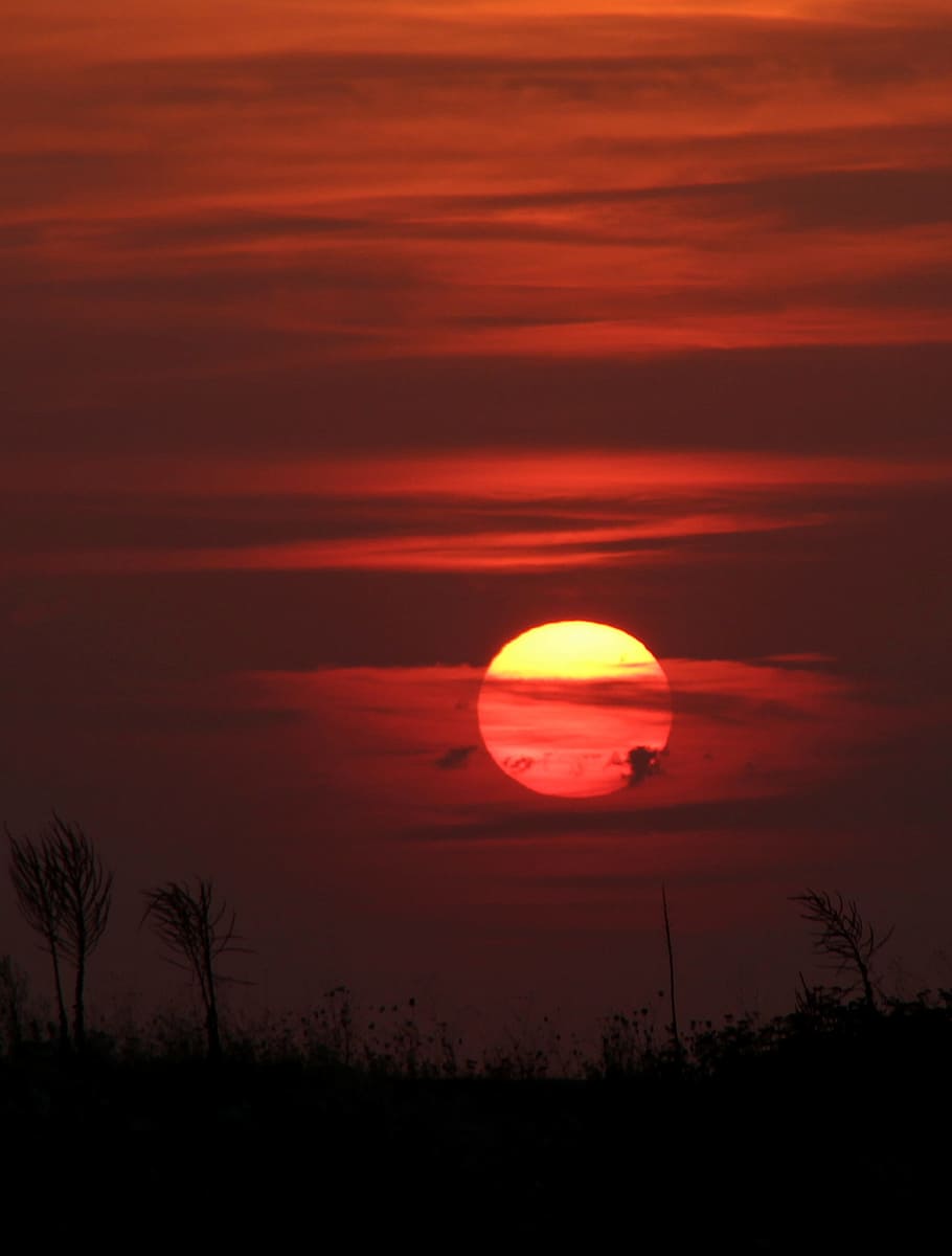 sunset, sky, cloud, red, in the evening, beauty in nature, scenics - nature HD wallpaper