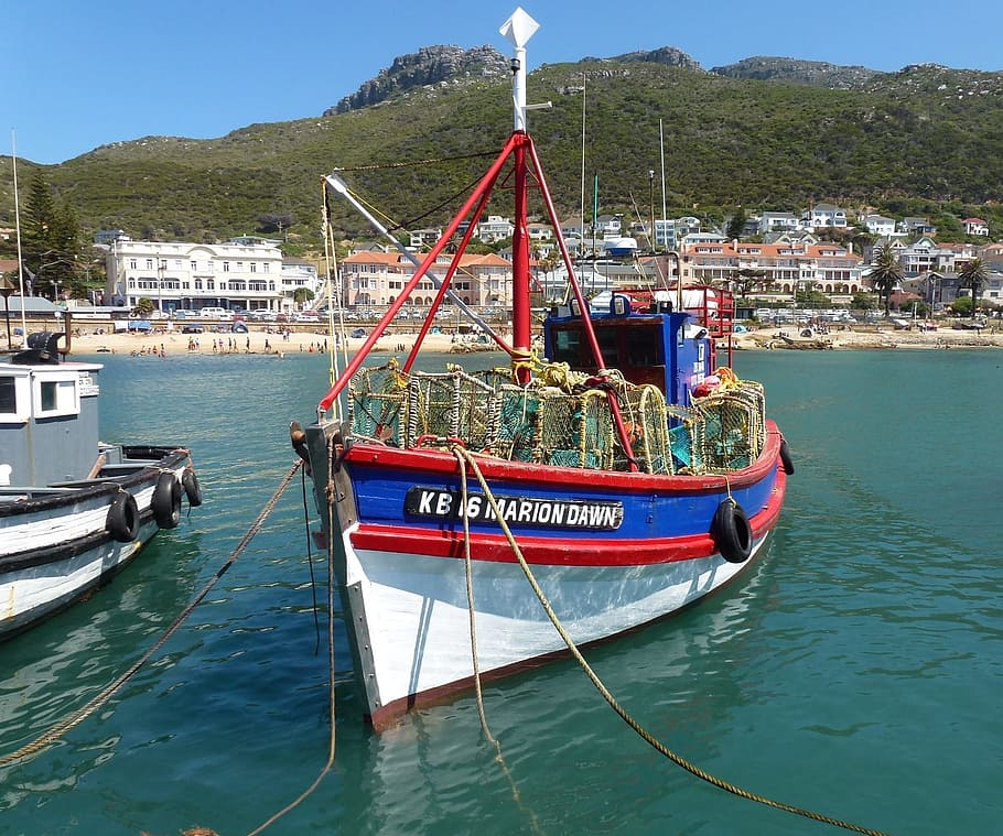 Fishing Boat, Lobster Traps in Cape Town Harbor