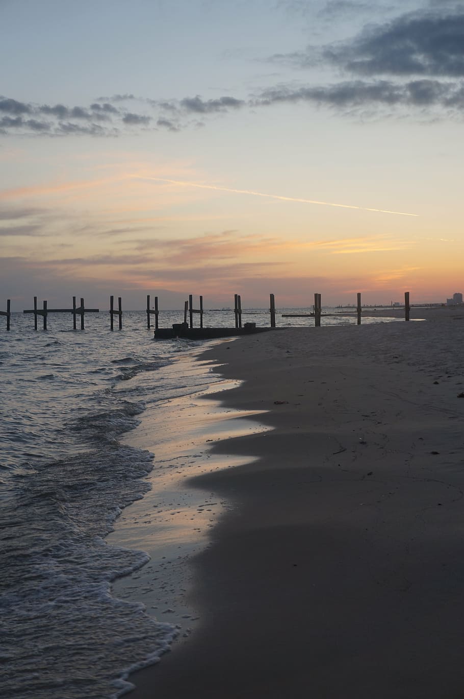 beach, sunset, sand, water, sea, nature, beauty in nature, tranquility HD wallpaper