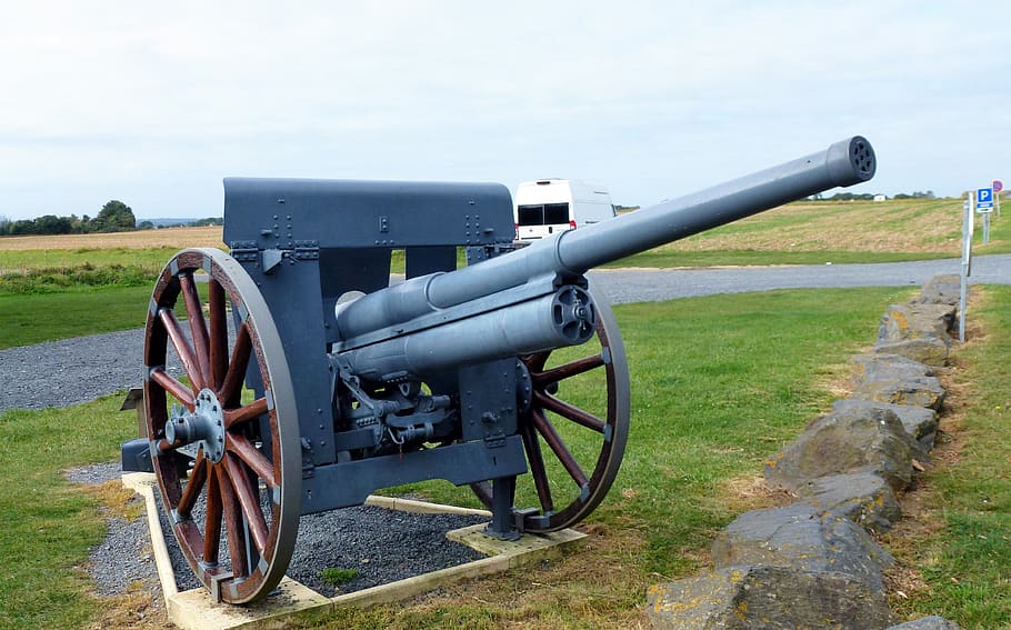 monument, normandy, canon, gun, weapon, war, military, field HD wallpaper
