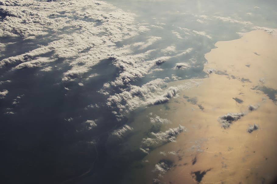 aerial photo of white clouds above body of water, bird's-eye view photography of body of water HD wallpaper