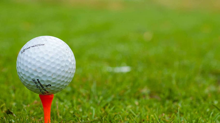 golf ball on red golf tee, golfer, course, grass, sport, activity HD wallpaper