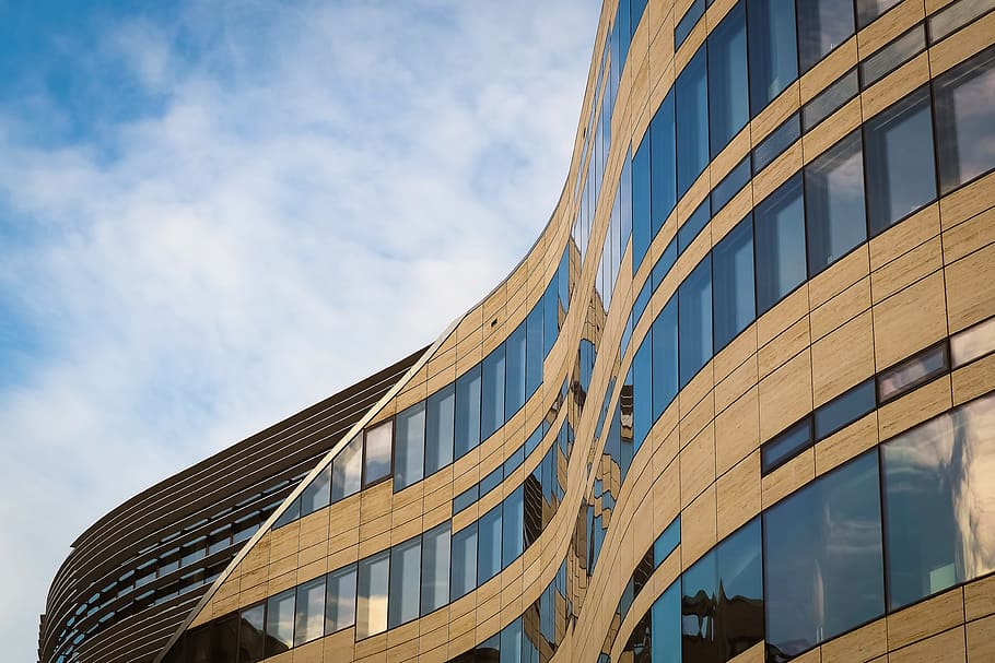 Architecture, Facade, Building, Window, modern, sky, düsseldorf HD wallpaper