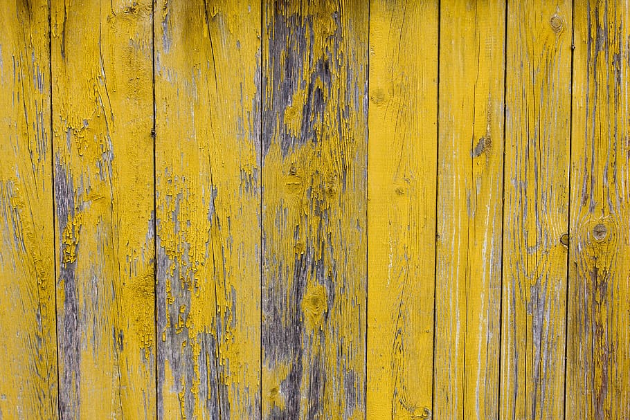 yellow wood pallet board, tree, boards, painted, background, old, HD wallpaper