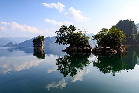 water, reflection, nature, lake, sky, viet nam, na hang, tuyen quang HD wallpaper