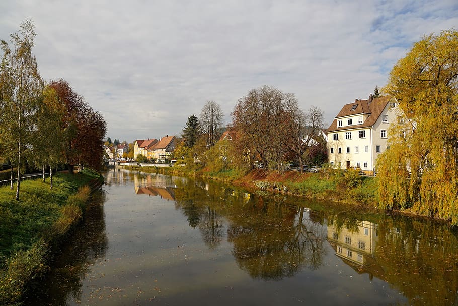 autumn, danube, nature, river, tuttlingen, industrial area, HD wallpaper