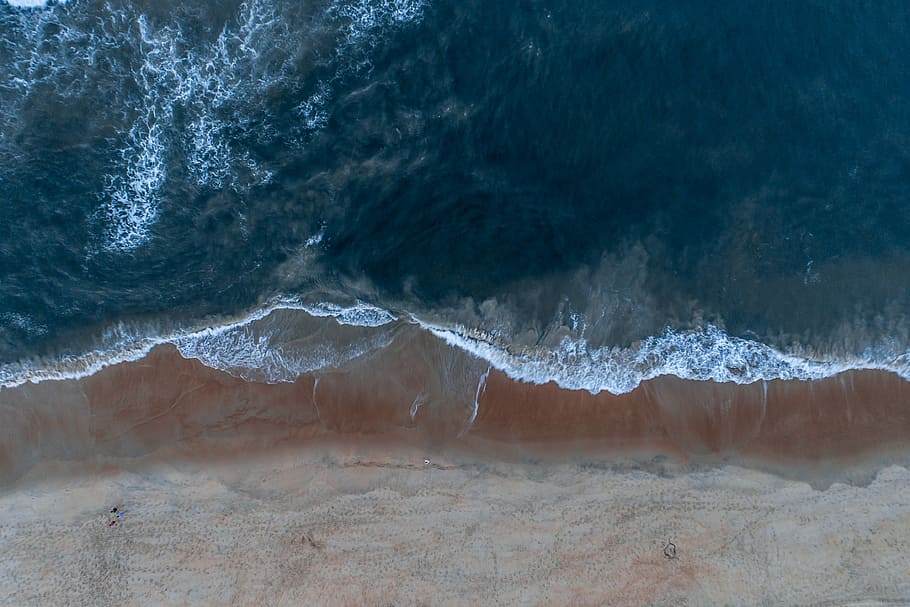 aerial photography of shoreline, aerial photography of sea waves HD wallpaper
