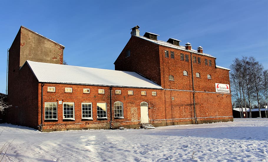 factory, architecture, winter, building, industrial, winter day HD wallpaper