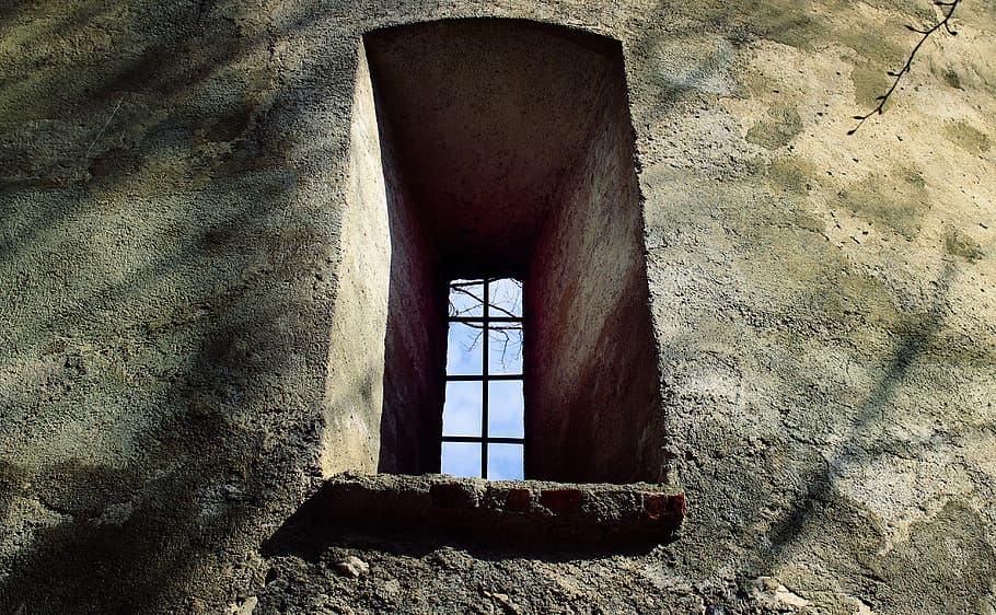 masonry, fortress, window, opening, stone window, gloomy, architecture HD wallpaper