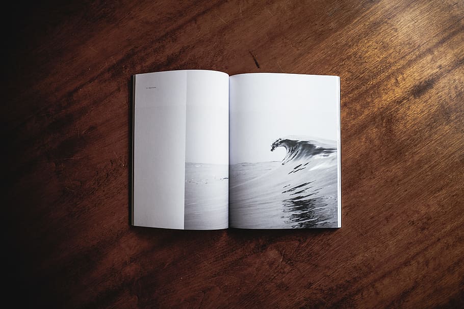 book turned in to page of waves, still, item, things, art, photography HD wallpaper
