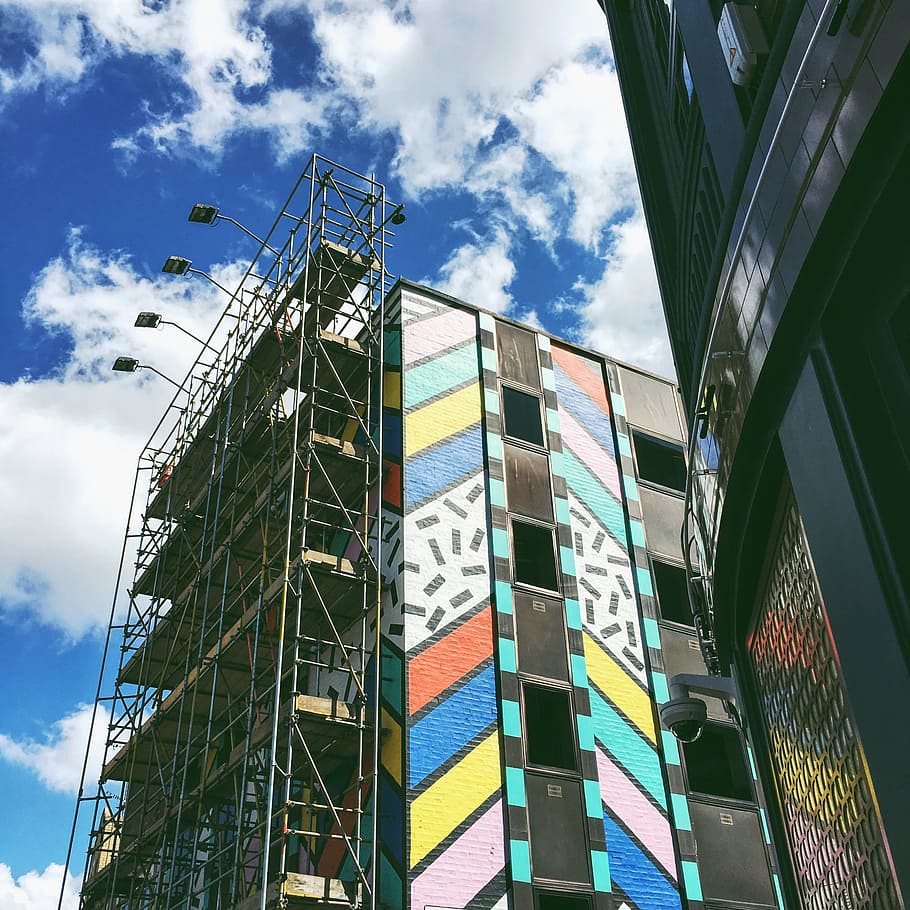 building, mall, wall, light, bulb, billboard, construction HD wallpaper
