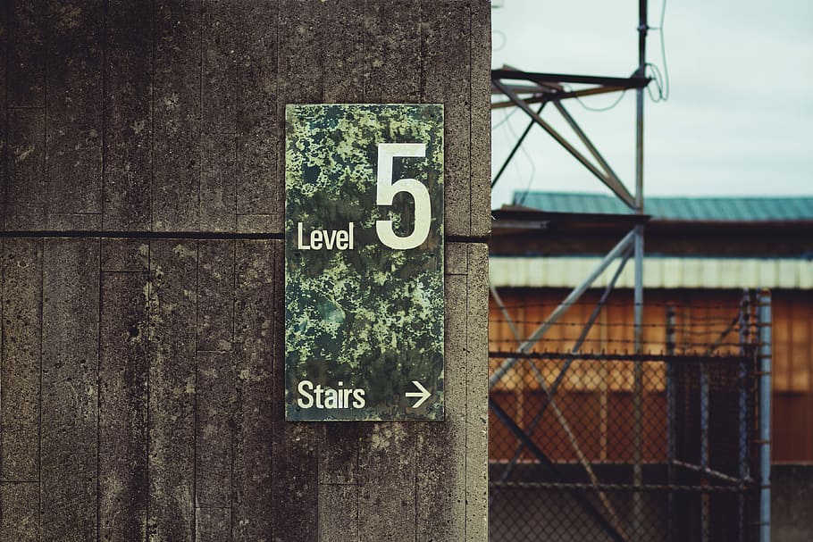 Level 5 Stairs signage, outdoors, number, text, day, close-up HD wallpaper