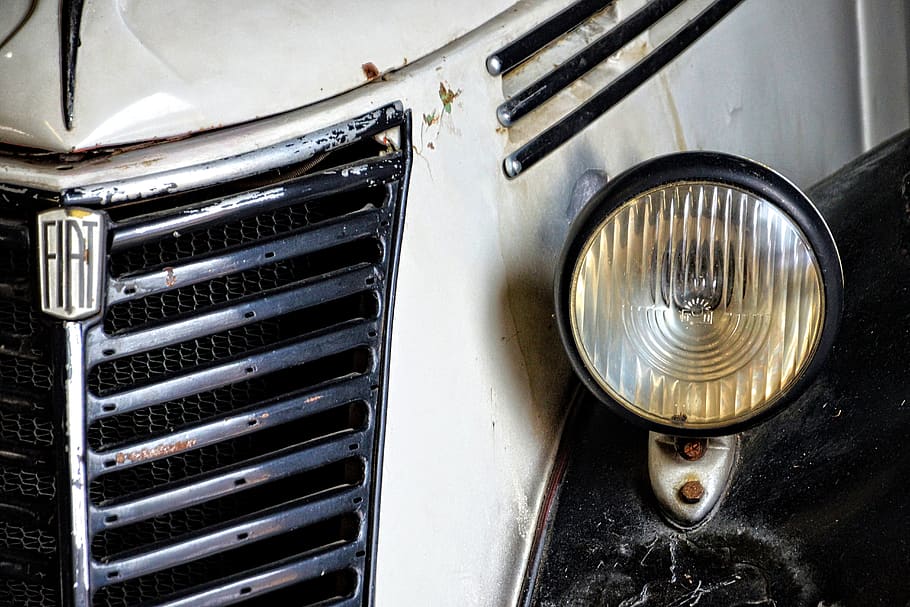 car front, grille, spotlight, oldtimer, auto, fiat, fiat 1100b HD wallpaper
