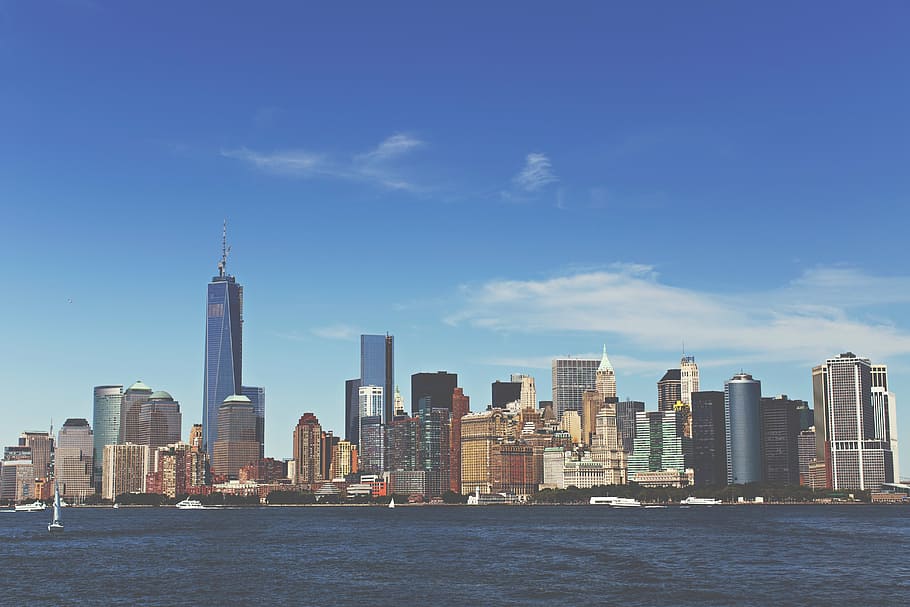 U.S city skyline, chicago, illenois, new york, blue, clouds HD wallpaper