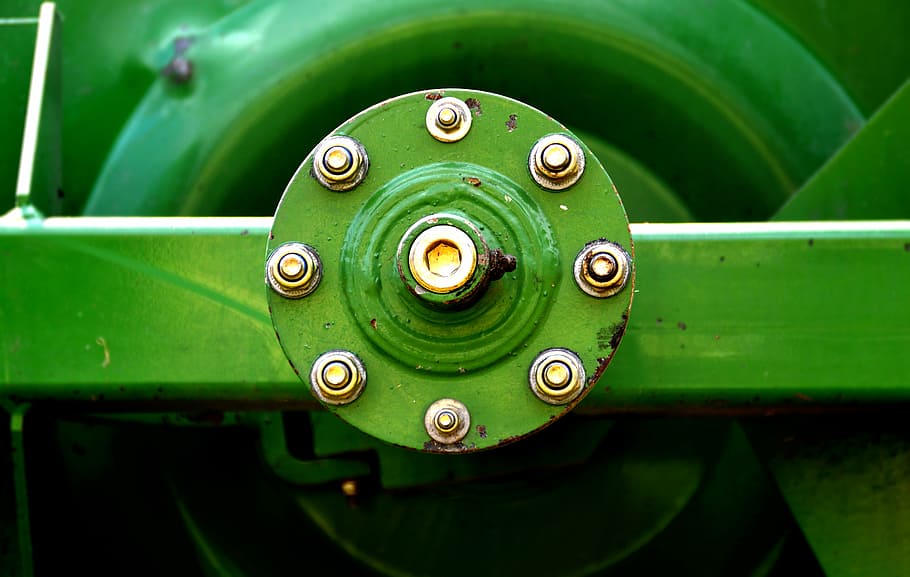 close-up photo of green vehicle part, agricultural machine HD wallpaper