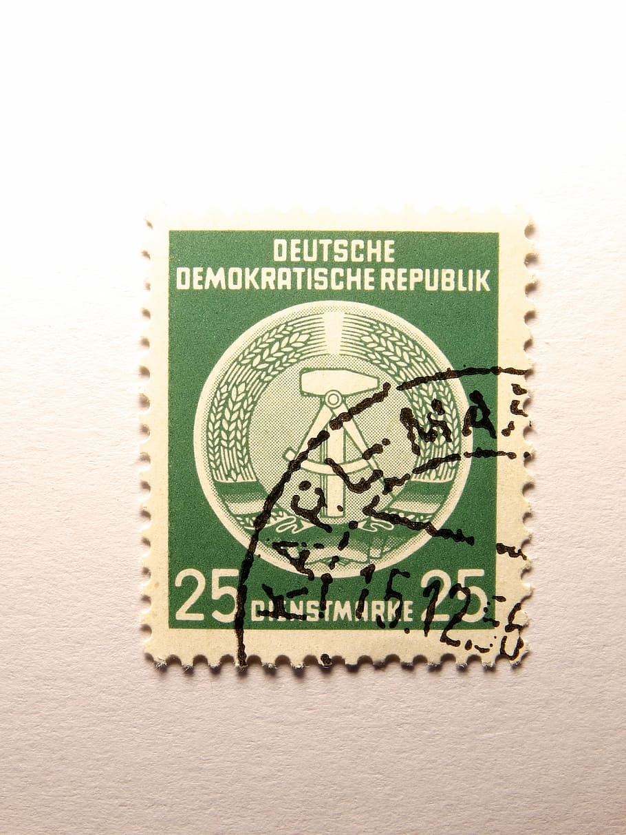 stamp, ddr, dimed, post, communication, close-up, white background HD wallpaper